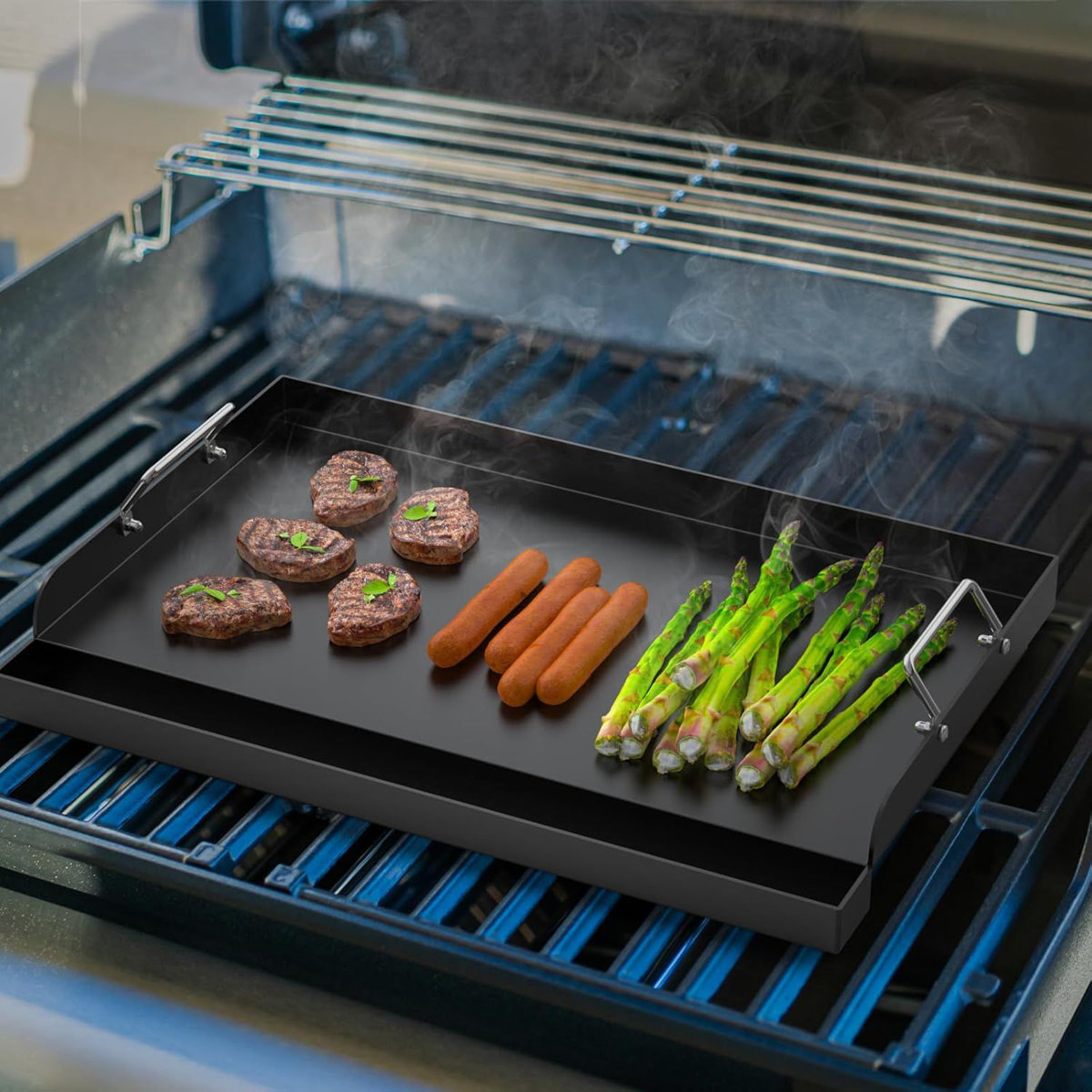 Universal 23"x16" Flat Top Griddle For Gas Grill - Nonstick Ceramic Coating, With Handles